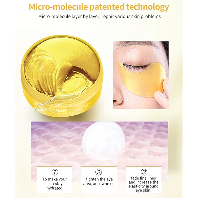 30 Pairs Hyaluronic Acid Collagen Eye Mask,Moisturizing Brightening Eye Mask, Eyes Treatment for Reducing Dark Circles, Lighten Wrinkles Anti-Aging, Fine Lines Eye Bags Puffiness for Women Men-BrightBean Baby