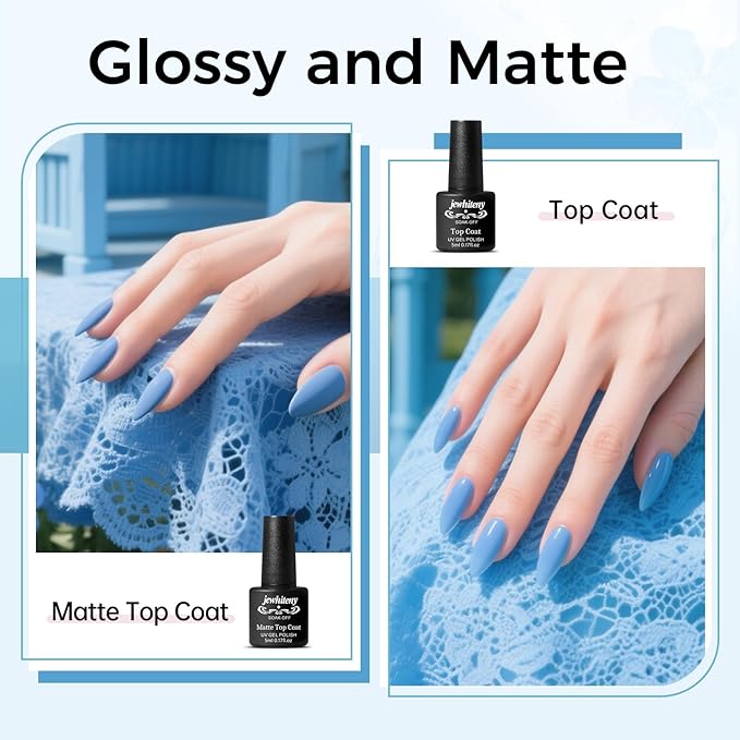 JEWHITENY Poly Nail Gel Kit 14 Colors Purple Nude Grey Black Blue Glitter Tones Starter Kit with UV Lamp Matte & Glossy Top & Base Coat All-in-One Designs DIY At Home-BrightBean Baby