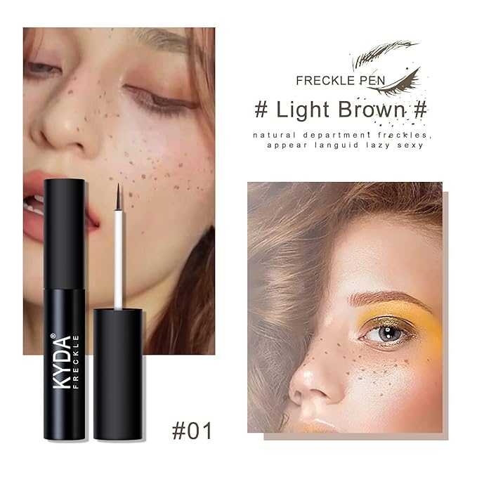 2 Colors Liquid Freckle Pen, Natural Like Freckle Makeup Pen Soft Dot Spot, Waterproof and Smudgeproof Quick Dry for Instant Create Realistic Freckles Make Up(Dark Brown+Light Brown)-BrightBean Baby