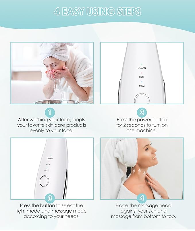 7 Color Neck Face Massager - Facial Massager Tool for Skin Care at Home, Vibrating Face Massager with Thermals, Galvanic Machines White-BrightBean Baby