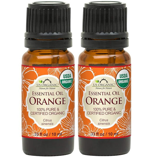 US Organic 100% Pure Sweet Orange Essential Oil - USDA Certified Organic - 10 ml Pack of 2 - w/Improved caps and droppers (More Size Variations Available)-BrightBean Baby