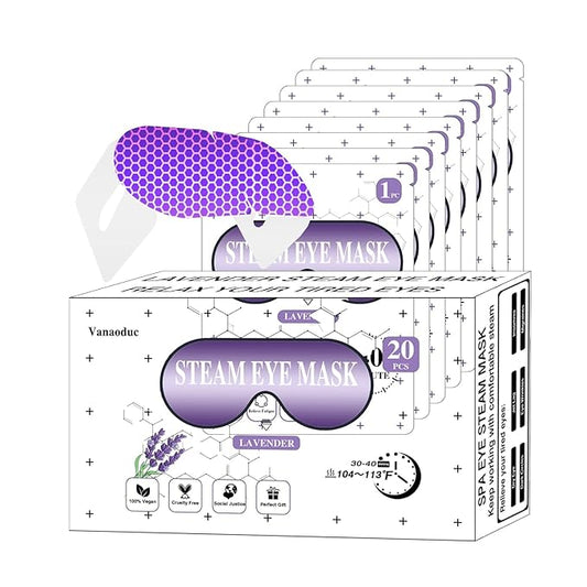Steam Eye Masks for Dry Eyes, Heated Eye Mask Reduce Puffiness & Dark Circles, Hydrate & Soothe Tired Eyes, Travel Essentials, Business Trip, Party Favors, Lavender 20 Packs-BrightBean Baby
