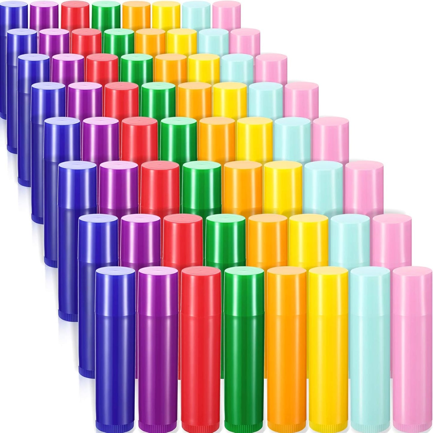 64 Pieces Lip Balm Tubes 5 ml Empty Lip Gloss Balm Containers Refillable Rotatable Plastic Lipstick Tubes DIY Lip Gloss Balm Tube Holder for DIY Cosmetic, 8 Colors-BrightBean Baby