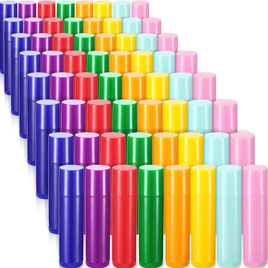 64 Pieces Lip Balm Tubes 5 ml Empty Lip Gloss Balm Containers Refillable Rotatable Plastic Lipstick Tubes DIY Lip Gloss Balm Tube Holder for DIY Cosmetic, 8 Colors-BrightBean Baby