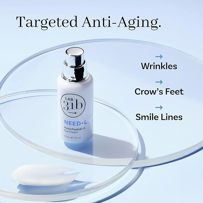 PowerPeptide-5 Eye Cream, Anti Aging Skin Care with Hyaluronic Acid, Peptides for Under Eye Circles, Wrinkles, Dewy, Soft, Plump Skin, Vegan, Paraben, Cruelty & Alcohol Free, 1.69 fl oz-BrightBean Baby