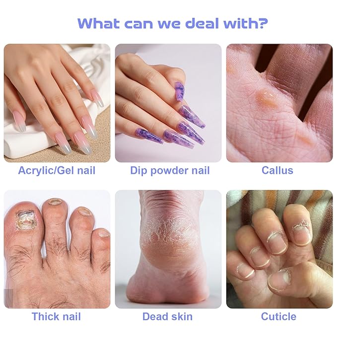 Electric Nail Drill, Cordless Drill, Portable Nail File Kit for Thick Toenails, Nail Dril Machine Professional Manicure Pedicure for Hand Natural Nails Care (White)-BrightBean Baby