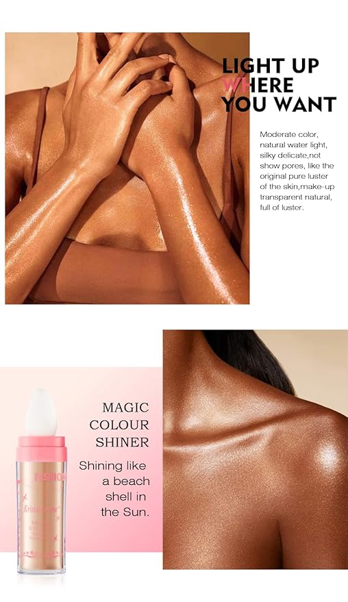 AKARY Shimmer Highlighter Powder, Fairy Polvo De Hadas Highlighter Powder & Blush Stick, Instant Glow Luminizer Duo, Glitter Body Face Hair High Gloss Stick, Sparkle Smudge-Proof Highlighter Stick Party Makeup (C-#03)-BrightBean Baby