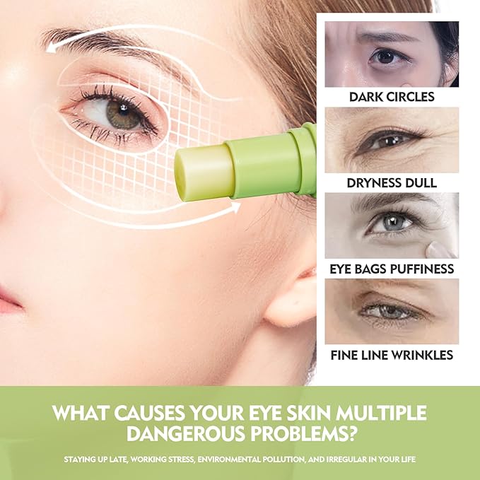 Retinol Eye Stick Anti Aging Eye Cream For Dark Circles and Puffiness, Fade Fine Lines and Firm Skin, Under Eye Balm Glow, Brightening Stick for Daily Anti-wrinkle Cream-BrightBean Baby