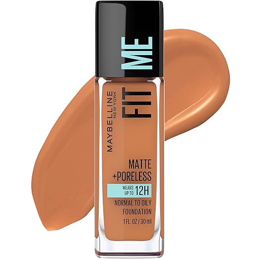 Maybelline New York Fit Me Matte Plus Pore Less Foundation, Spicy Brown, 1 Fluid Ounce-BrightBean Baby