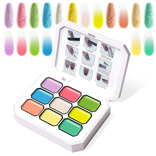Gradient Painting Gel, 9 Colors Ombre Gel Nail Polish for 3D Nail Sculpting Gel Painting Effect Pigment Pat Nails Aura Nails, French Manicure Long Lasting Home Salon Nail Art Easter Egg-BrightBean Baby