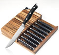 Alata 8-Piece Steak Knives Set with Acacia Block Built-in Sharpener, 4.7 Inch Non Serrated Razor-Sharp Dinner Knives, Full-Tang Construction, Dishwasher Safe