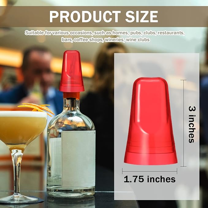 Chengu 100 Pieces Liquor Bottle Covers Pour Spout Covers Bar Toppers for Bottles Universal Pour Dispenser Dust Translucent Silicone Rubber Spout Caps for Bar Home Kitchen Tools Supplies (Red)