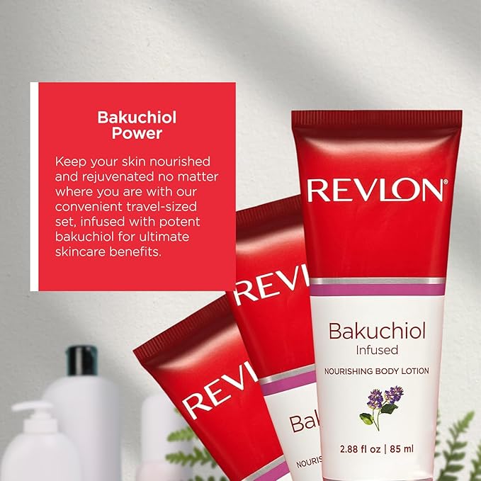 REVLON Get Carried Away Trio Nourishing Travel Set, Bakuchiol Infused, Nourishing Body Wash, Body Lotion, Exfoliating Body Scrub, 3 Count (2.88 fl oz)-BrightBean Baby
