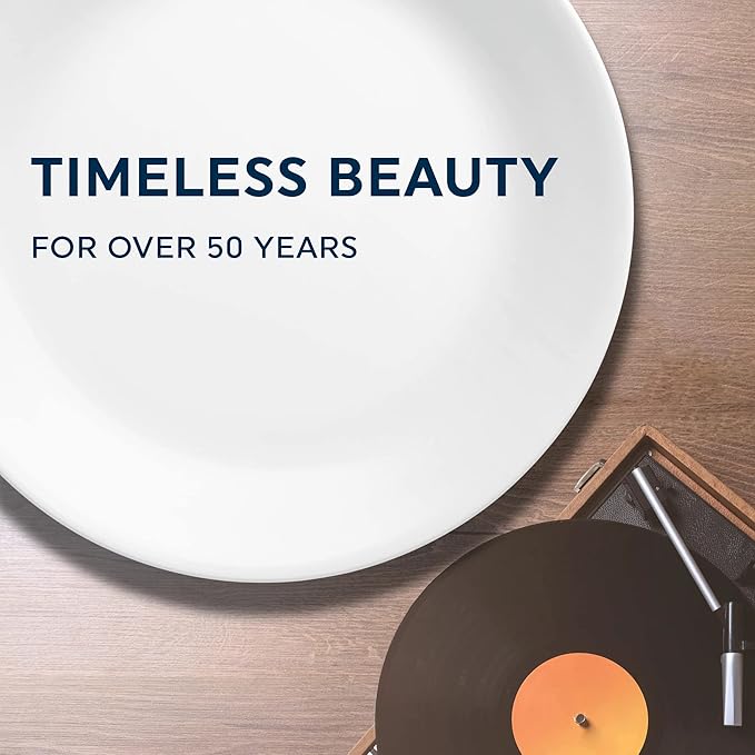 Corelle Vitrelle 6-Piece Salad Appetizer Plate Set Triple Layer Glass and Chip Resistant, 6-3/4-Inch Lightweight Round Plates, Winter Frost White