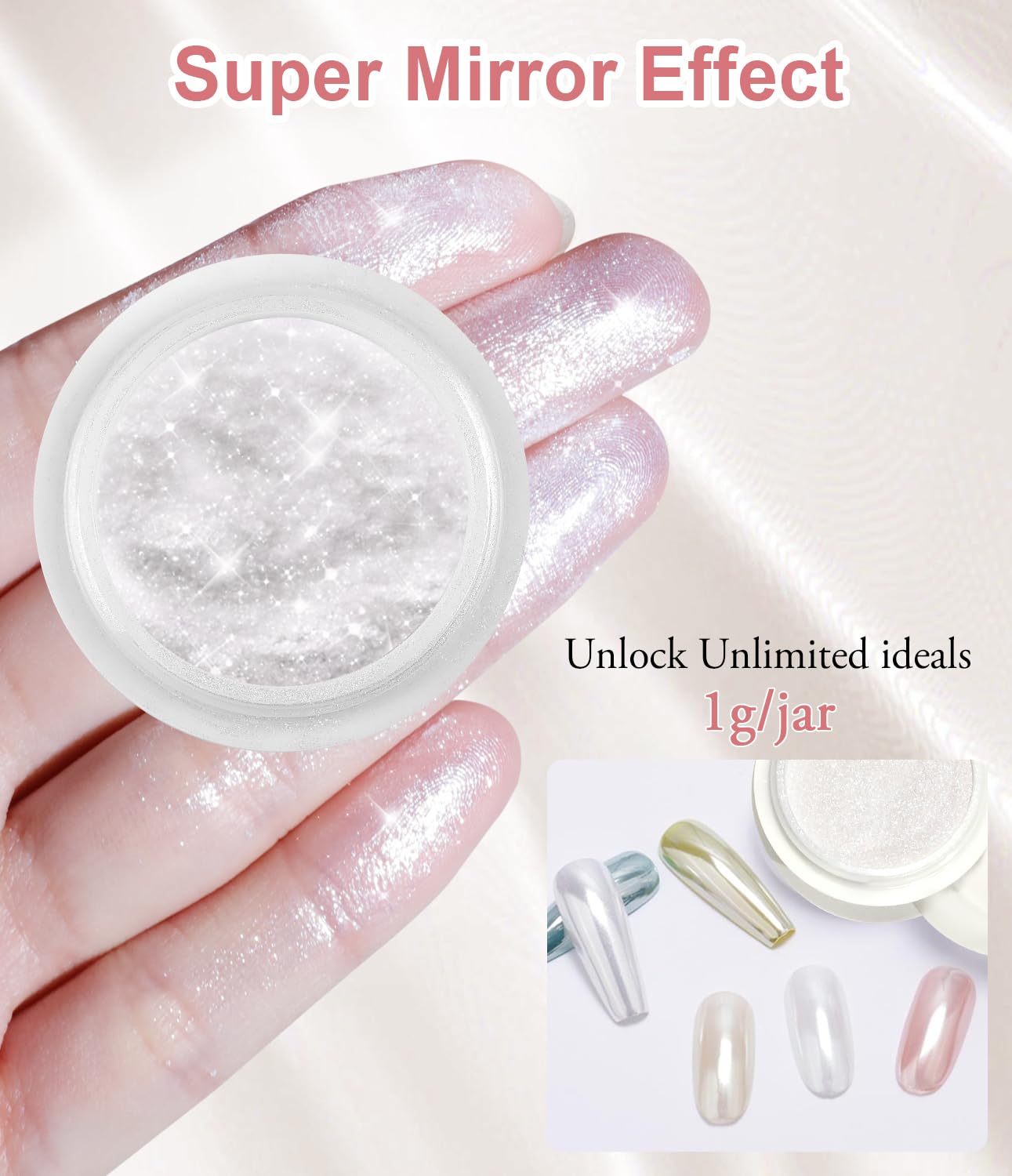 Pearl Chrome Nail Powder - 4pcs Iridescent Aurora Chrome Powder Pearl Mirror Effect Glitter Powder Pearlescent Ice Transparent Mermaid Pigment Dust for Nail Art Diy-BrightBean Baby