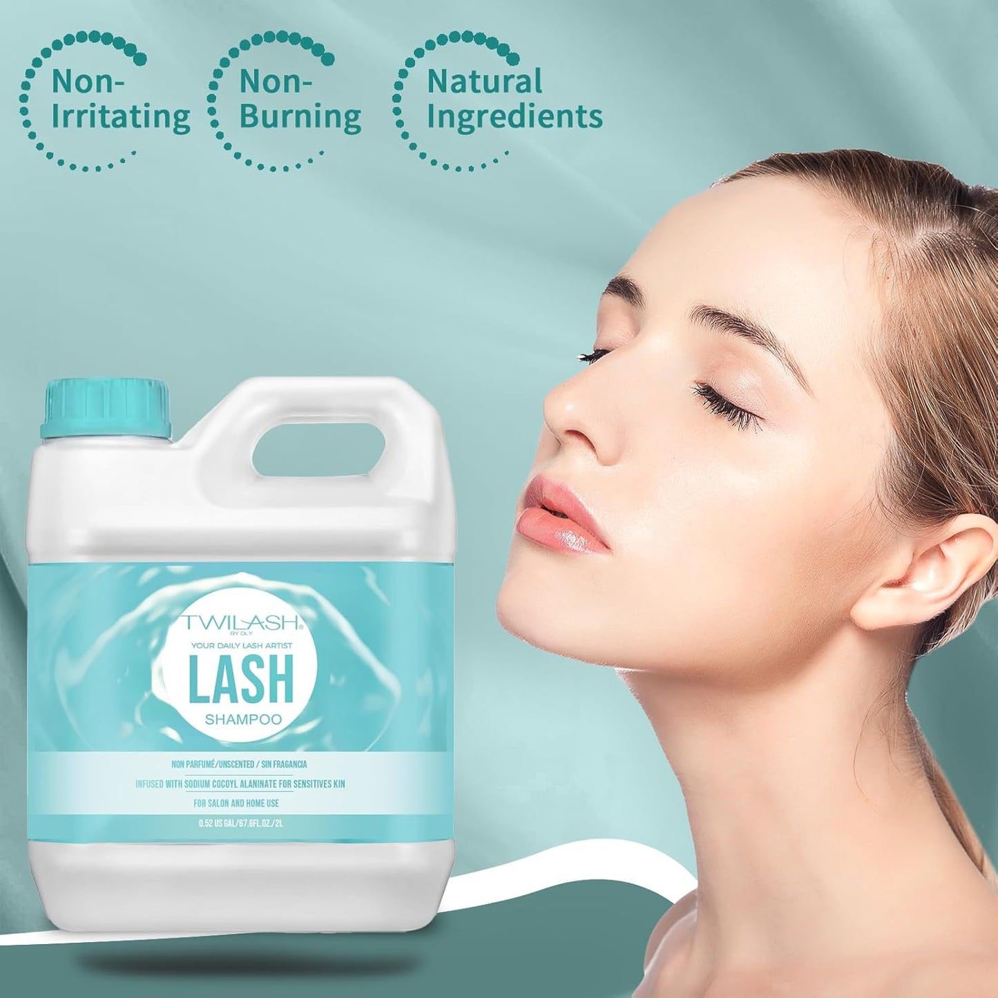 Lash Shampoo Bulk Upgraded Formula, Eyelash Cleanser for Extensions 2 Liters, Safe Makeup Remover, Non-irritating or Burning Eyelid Foaming Cleanser for Professional Salon and Home Use-BrightBean Baby