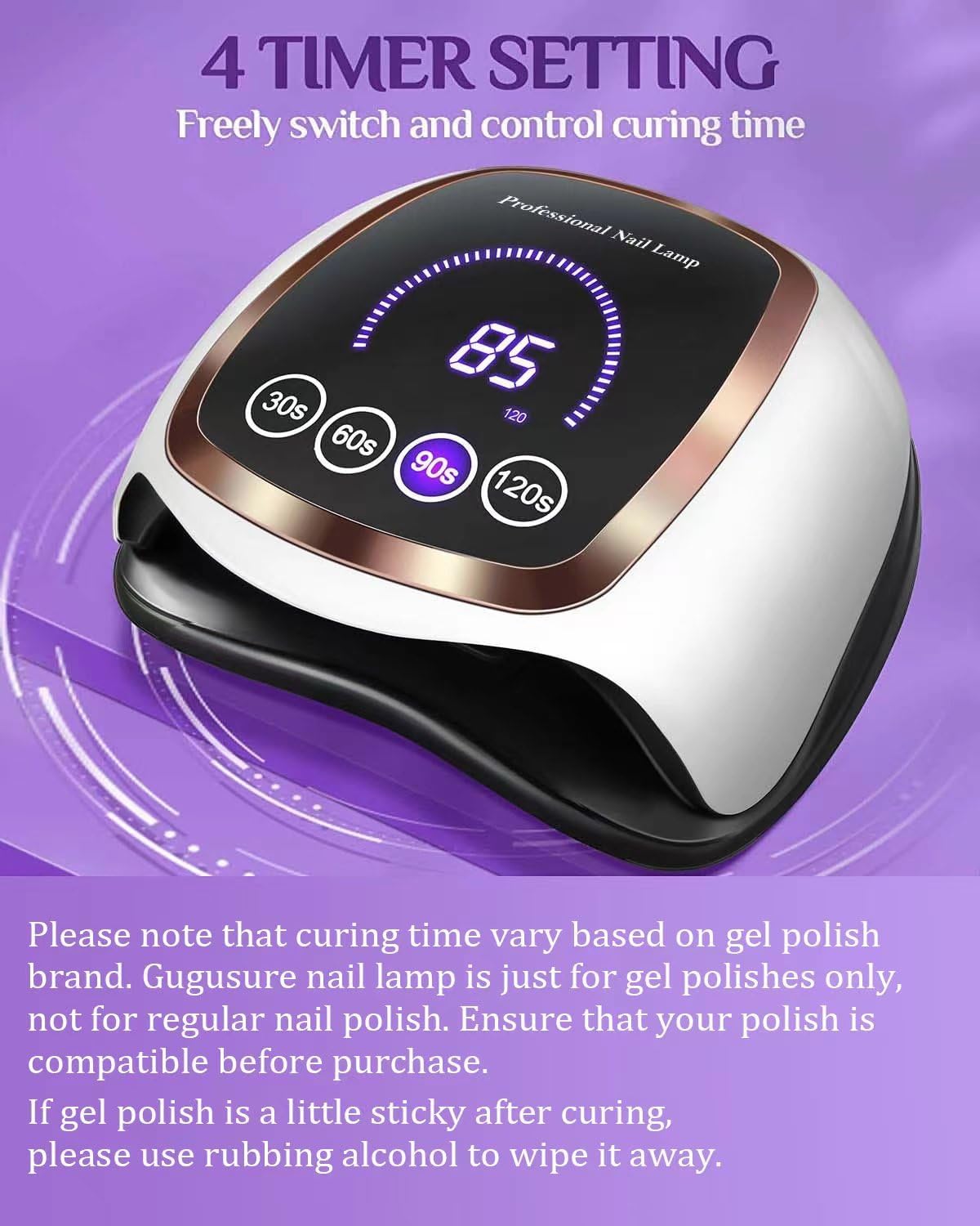 UV LED Nail Lamp, Gugusure Upgrade 180W Nail Dryer for Gel Polish with LCD Display, Auto Sensor and 4 Timer Settings, Professional Curing Lamp Light with 42 Beads for Salon and Home-BrightBean Baby
