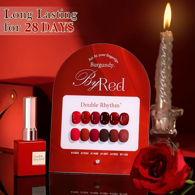 Double Rhythm 6 Pcs 15 ML Gel Polish Set Same Color Same Bottle Soak Off Gel Polish Kit Nail Art Manicure Salon DIY at Home for Women (Glitter Burgundy Dark Cherry Red Maroon-T6-7)-BrightBean Baby