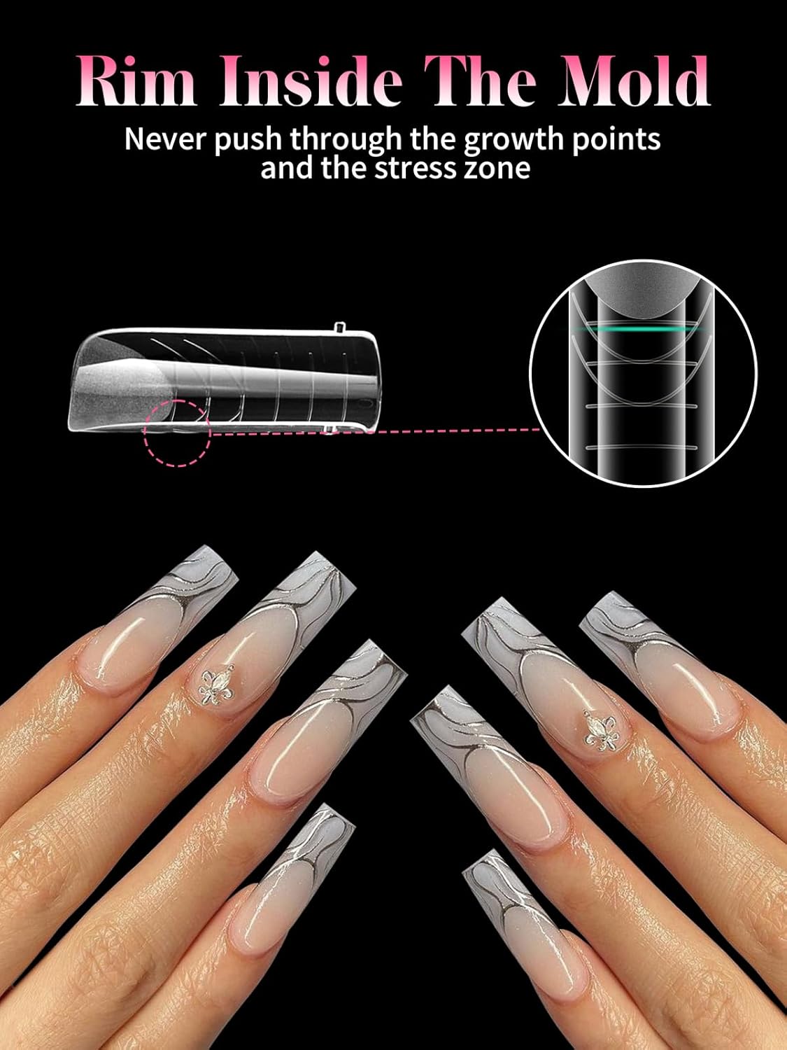 EBANKU 288Pcs Matte Dual Nail Forms, Clear Poly Gel Nail Molds Square Full Cover Coffin Nail Tips Extension Forms for Gel Manicure Nail Art Design Salon&DIY-12 Sizes-BrightBean Baby