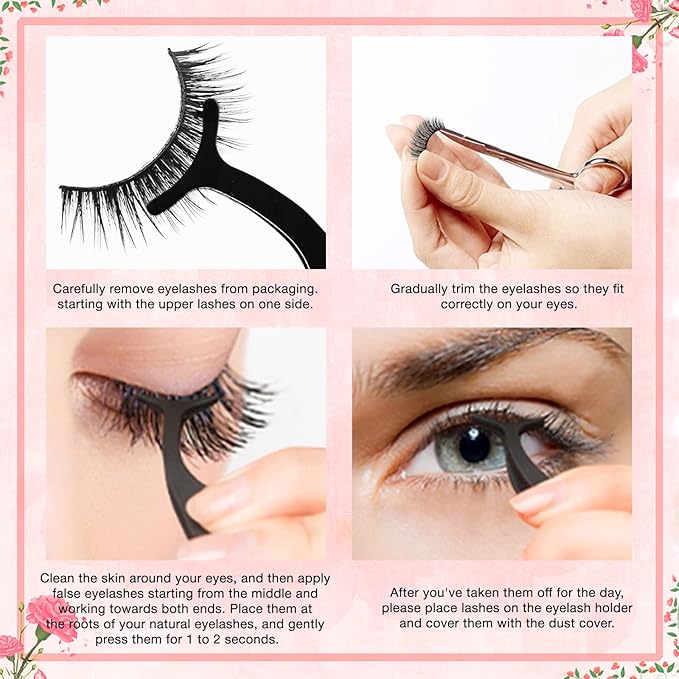 Self Adhesive Eyelashes Natural Look False Eyelashes Reusable Self Stick Lashes, No Glue Needed, 5 Pairs Mixed-BrightBean Baby