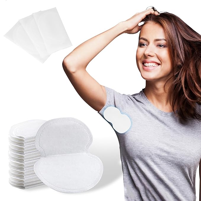 Armpit sweat pads, Underarm Sweat Pads - 120 Pack | Disposable, Ultra-Absorbent & Invisible | Anti-Sweat Pads for Men & Women | Stay Fresh & Dry All Day | Comfortable & Hypoallergenic (White, L)-BrightBean Baby
