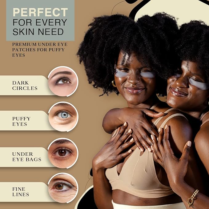 Gemini Under Eye Patches for puffy eyes, dark circles, under eye bags and wrinkles - 5 pairs biocellulose under eye masks for personal care - Certified Vegan-BrightBean Baby