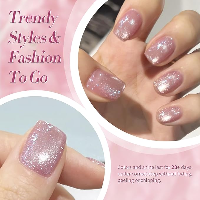 Born Pretty Cat Magnetic Eye Gel Nail Polish Jelly Pink Moonlight Crystal Glass Cat Magnetic Shimmer Glitter Holographic Nail Polish Salon Gel Manicure and Nail Art DIY at Home 7ML 6PCS-BrightBean Baby