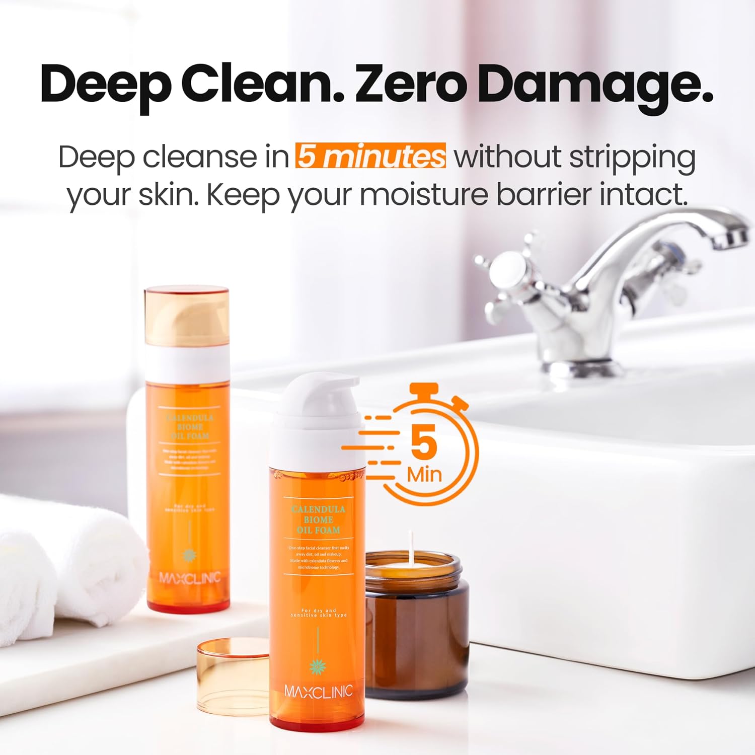 [K-Beauty] Calendula Biome Oil to Foam - All-in-One Korean Face Wash OilBased Foaming Facial Cleanser - Hydrating, Moisturizing & Soothing Makeup Deep Cleansing Oil for All Skin Types (3.88 fl oz)-BrightBean Baby