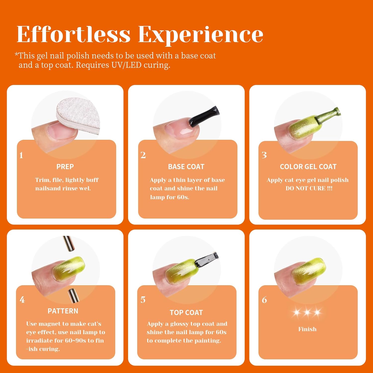 Orange Cat Eye Gel Nail Polish - Perfect for DIY at Home & Ideal Gift for Nail Art Lovers!-BrightBean Baby