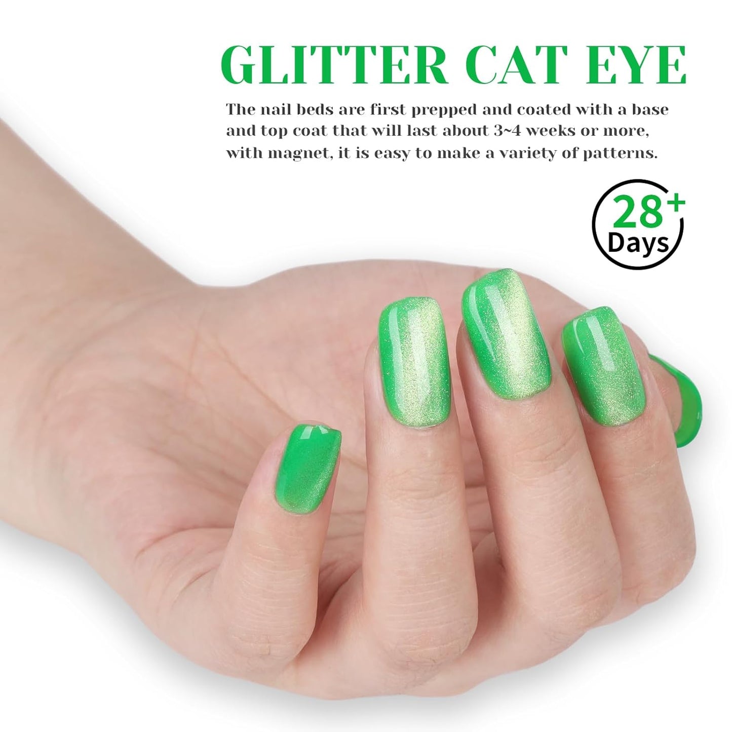 Green Cat Eye Gel Nail Polish - Perfect for DIY at Home & Ideal Gift for Nail Art Lovers!-BrightBean Baby