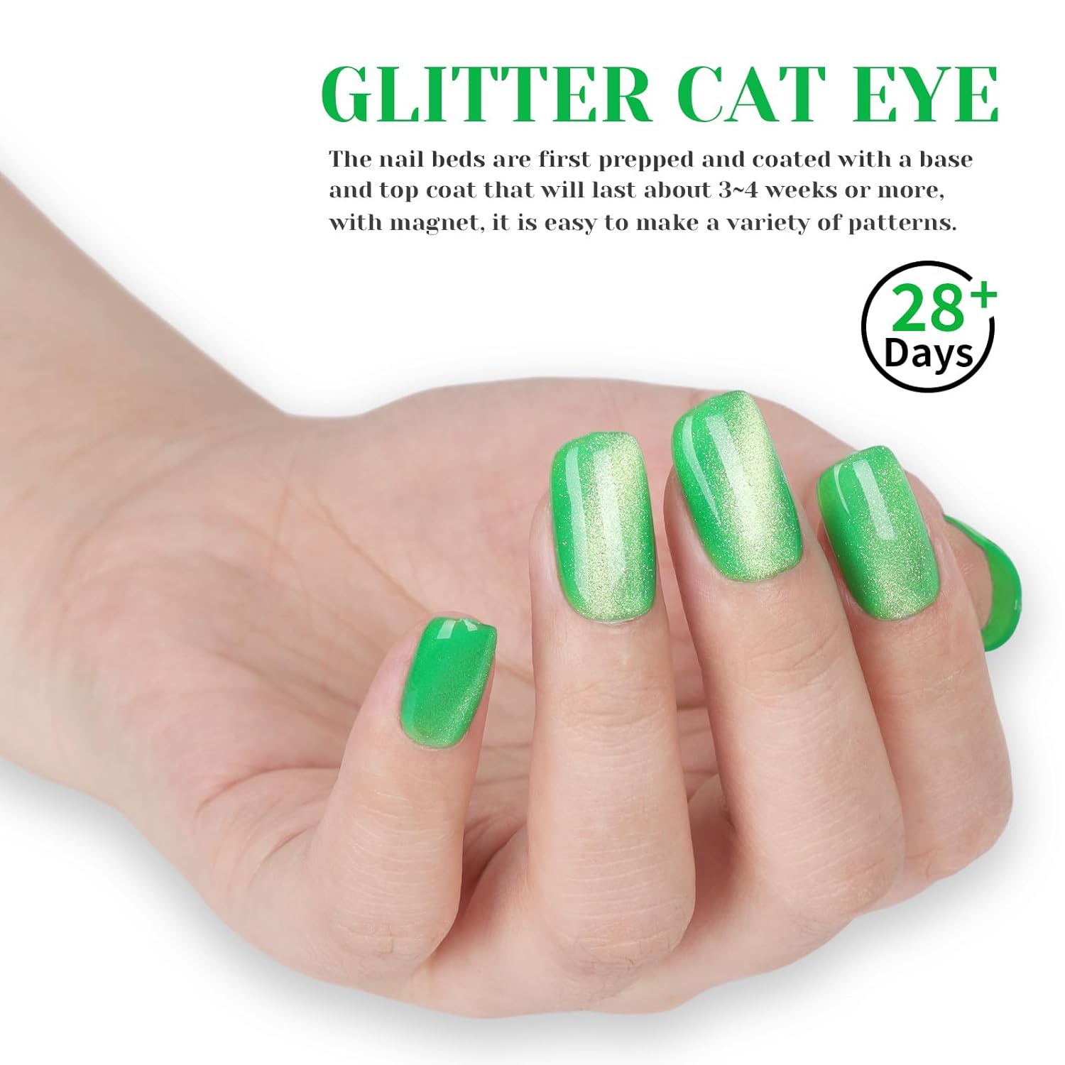 Green Cat Eye Gel Nail Polish - Perfect for DIY at Home & Ideal Gift for Nail Art Lovers!-BrightBean Baby