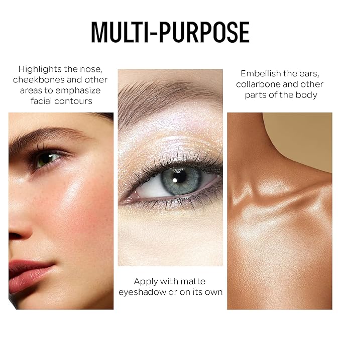 KYDA Liquid Highlighter, Moisturizing Liquid Illuminator for Face & Body, High Glossy Finish, Natural Glow Liquid Luminizer, Silky Creamy, Lightweight Blendable, by Ownest Beauty-#01-BrightBean Baby