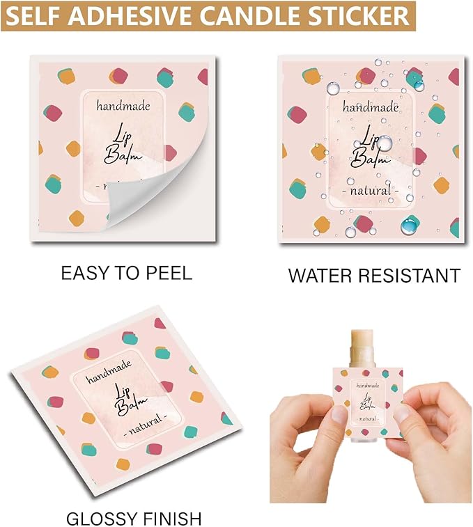 CRASPIRE 80Pcs 8 Styles Lip Balm Sticker Flower Background Self-Adhesive Homemade Lip Balm Labels Vintage Square DIY Heart Label Stickers for Lip Balm Containers Cosmetics Lipsticks-BrightBean Baby