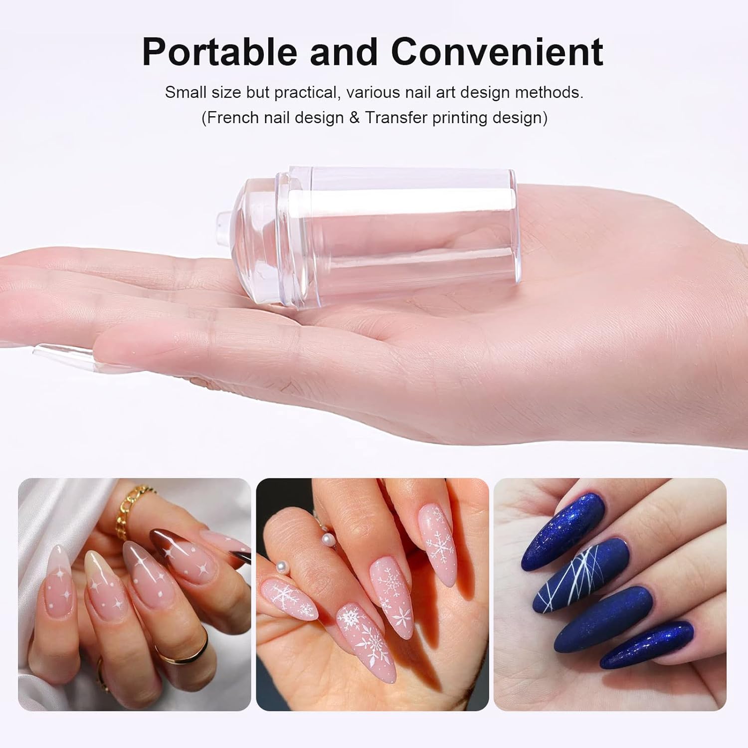 Nail Art Stamper Clear Silicone Nails Stamping Jelly with Scraper Transparent Visible Body DIY Manicure Nail Art Tool B-BrightBean Baby