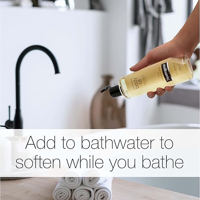 Neutrogena Body Oil Light Sesame Formula, 8.5 fl oz, Radiant Glow Moisturizer for Dry Skin, Bath & Shower Oil For Smooth and Hydrated Skin-BrightBean Baby