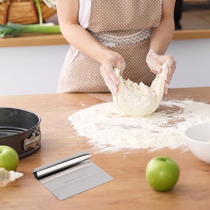 6 Pcs Bench Scraper Dough Scraper, Stainless Steel Scraper/Chopper & Plastic Dough Cutter for Bread Cake Pastry Sourdough