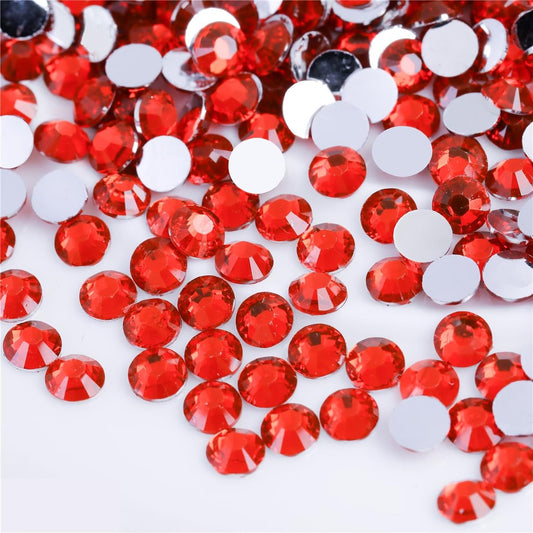 3000 Pieces SS6 2mm Flatback Rhinestones Clear Glass Round Gems Crystals for Nail Art DIY Crafts Clothes Shoes Bags （Light Red）-BrightBean Baby
