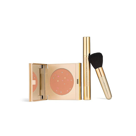 Jerome Alexander MagicMinerals Pressed Mineral Powder Set with Mirror Compact, Extending Lash Mascara, Professional Stubby Brush & Blending Sponge (Dark)-BrightBean Baby