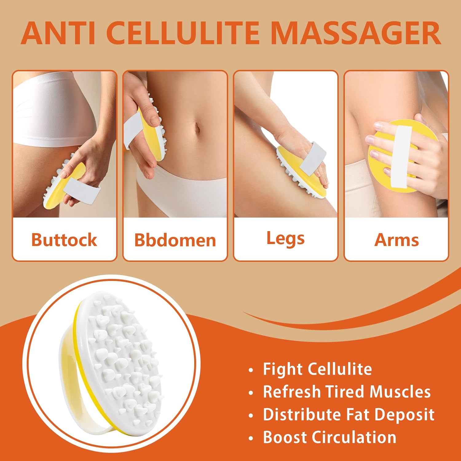 Anti Cellulite Massage Oil & Hot Cream Set with Massager, Natural Cellulite Remover, Oil & Massager for Legs Arms and Butt, Firm, Tighten & Moisturize Skin Soothes Muscles (8 Fl Oz)-BrightBean Baby