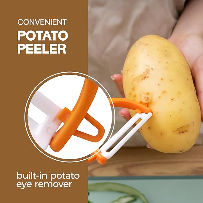 Trez Treamer 6PCS Vegetable Peeler Set with Sharp Blade,Ceramic Apple Peeler Potatoes & Potato Peeler Veggie Peeler Fruit Peeler Carrot Y Peeler Utral Fast Peeling without Rust for Kitchen