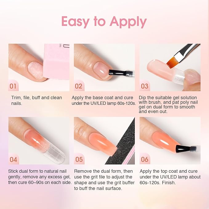 ROSALIND Poly Nail Gel Kit -14 Colors +72 Nail Art Accessories kit Nude Pink Poly Nails Gel Kit Starter Kit with Mini UV Lamp Slip Solution Basic Poly Nail Art Tools for Beginners with Everything-BrightBean Baby