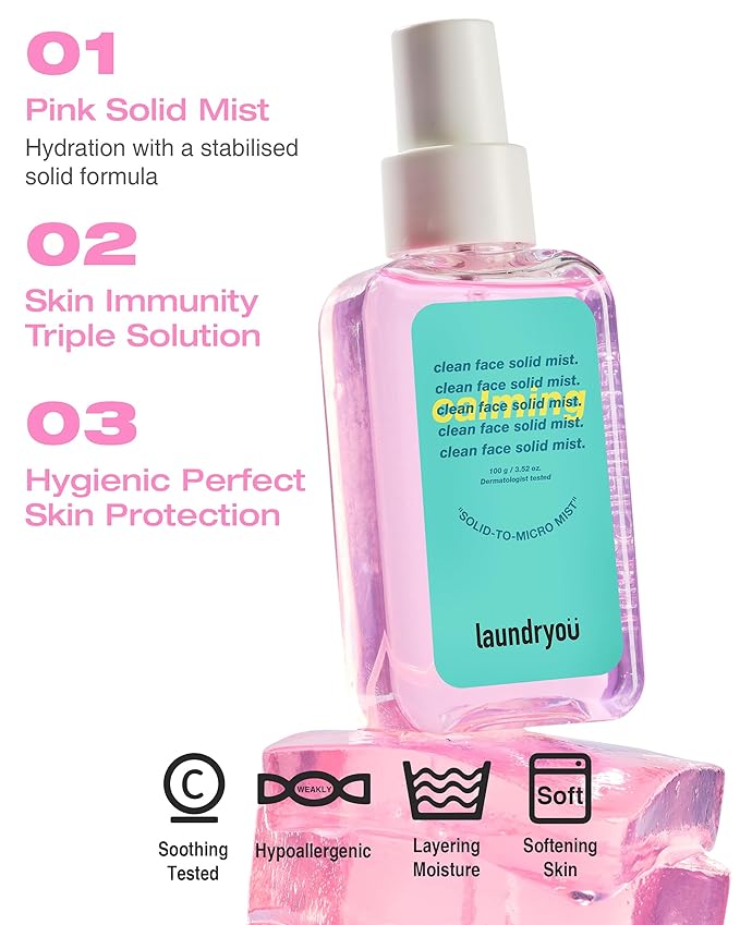 Clean Face Solid Mist - Calming, Hydrating, and Moisturizing Gel-To-Mist Dermatologist Tested Hypoallergenic Facial Spray for Redness Relief and Soothing Irritated Skin - (3.38 fl. oz.)-BrightBean Baby