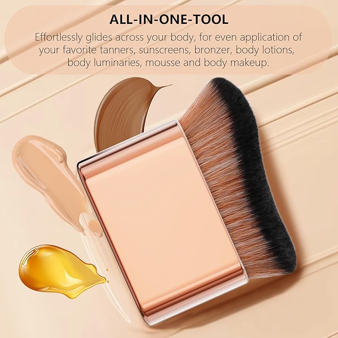 docolor Self Tanner Brush Body Makeup Brush for Flawless Face and Body Makeup, Sunless Tanner Blending Brush Body Brush for Self Tanner, Bronzer, Foundation, Vegan & Cruelty Free-BrightBean Baby