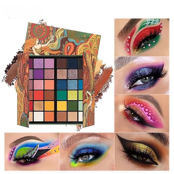 K'APEINE 36 Colors Eyeshadow Palette, Colorful Eyeshadows Palette Neon Shimmer Matte Glitter Eye Shadow High Pigmented Shadow Set Long Lasting Eye Makeup for Women-BrightBean Baby