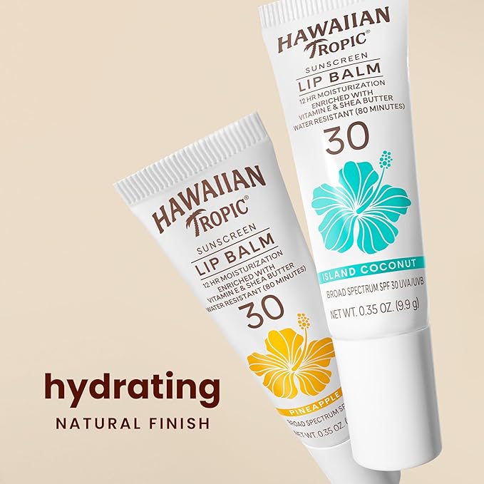 Hawaiian Tropic Lip Sunscreen SPF 30, Island Coconut | SPF Lip Balm, Beach Essentials, Travel Size Sunscreen for Lips, 0.3oz-BrightBean Baby