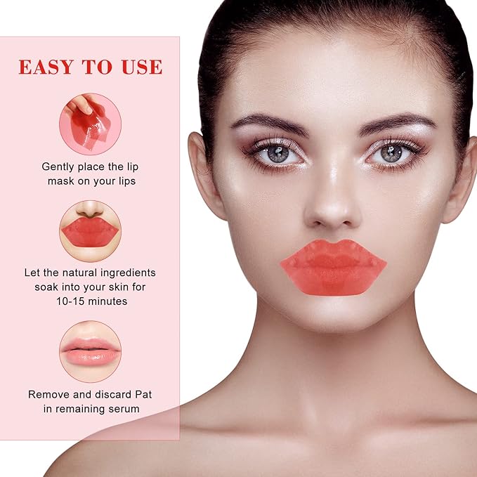 20pcs Pink Lip Masks Sheet,Moisturizing Crystal Collagen Gel Anti-Aging Lip Patches,Reduces Lip Lines Plump Dry Lips Lip Care with Box-BrightBean Baby