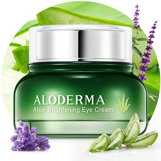Aloderma Brightening Eye Cream with Organic Aloe Vera - Hydrating Daily Eye Cream for Dark Circles & Puffiness with Caffeine & Sage Oil - Day & Night Eye Cream for Puffy Eyes & Fine Lines, 25g/0.9oz-BrightBean Baby