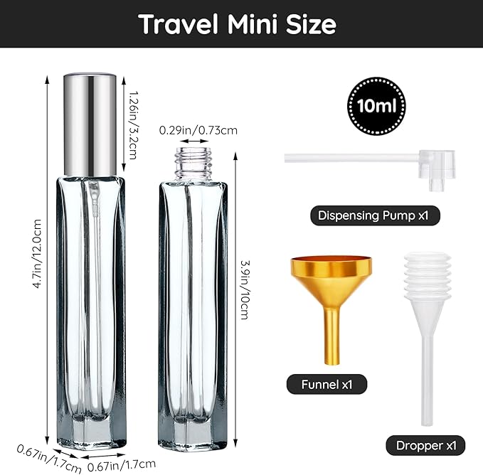 Segbeauty Glass Perfume Bottle Set, 5 Pack of 10ML Portable Perfume Travel Refillable, Empty Atomizer Sprayer for Perfume Cologne Dispenser, Travel Sample Bottles Perfume Making Kit with Refill Tool-BrightBean Baby