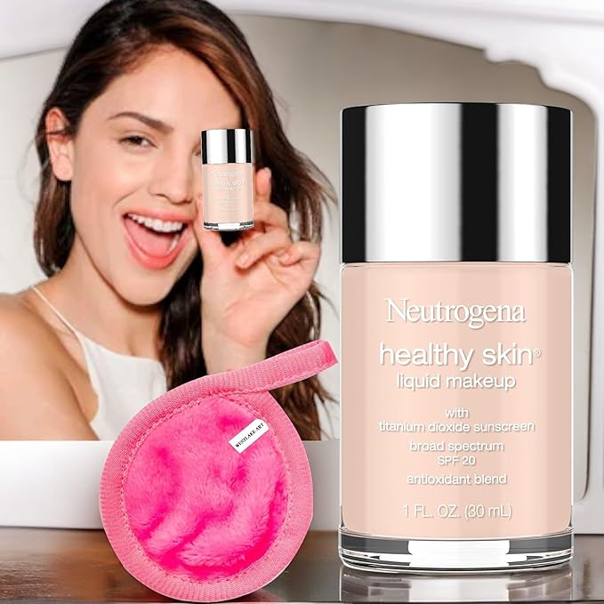 Foundation Liquid Makeup | Bundled With Makeup Cleansing Cloth - Foundation Natural, Broad Spectrum Spf 20, Infused With Vitamin E & Feverfew [Pack Of 2]-BrightBean Baby