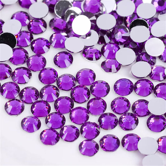 1000 Pieces SS20 5mm Flatback Rhinestones Clear Glass Round Gems Crystals for Nail Art DIY Crafts Clothes Shoes Bags （Purple）-BrightBean Baby
